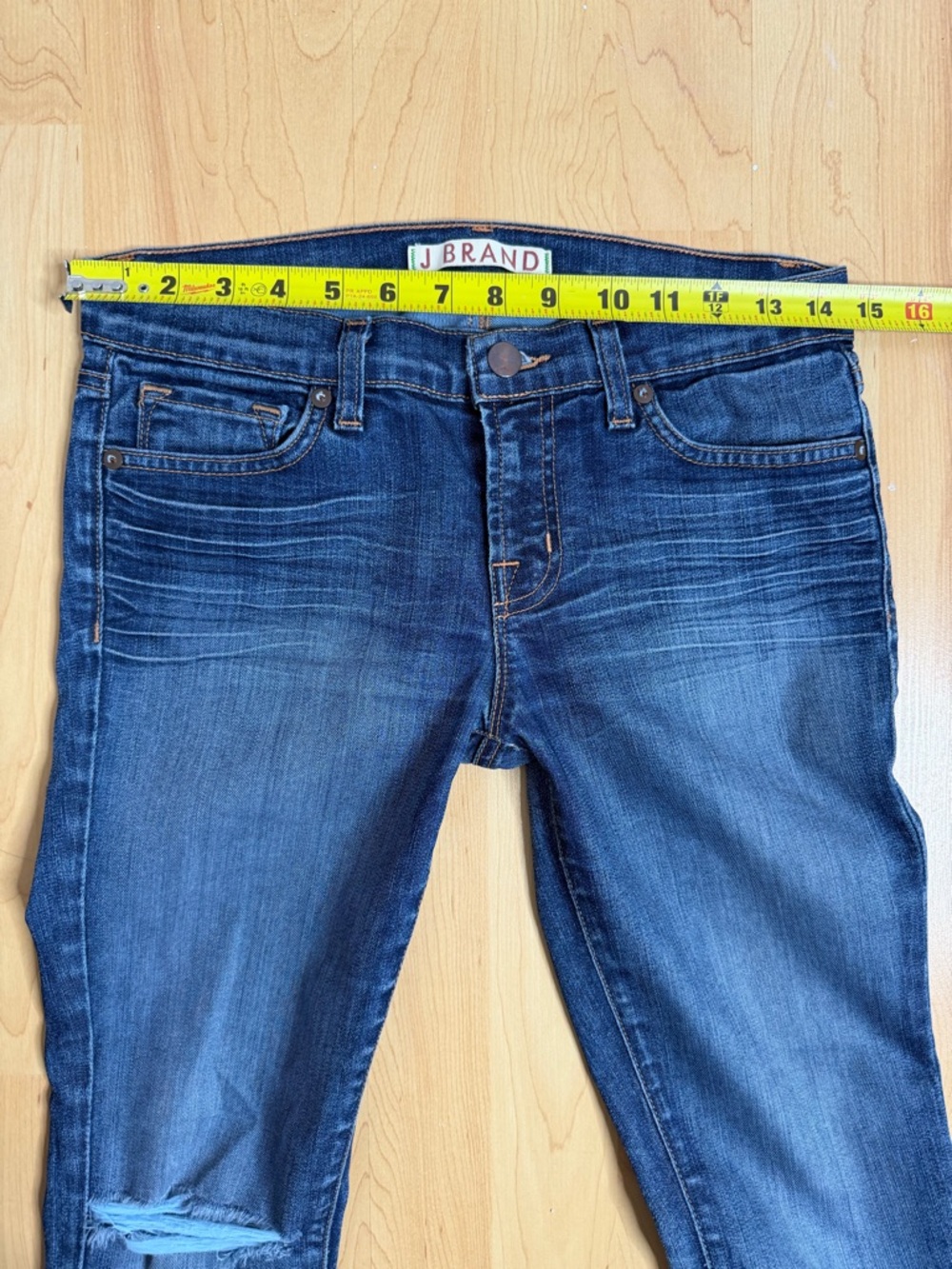 J Brand Blue Distressed Straight-Leg Jeans - Picture 8 of 11